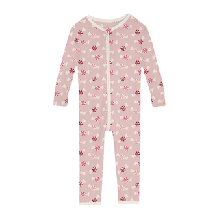 Print Convertible Sleeper with Zipper in Baby Rose Peppermints