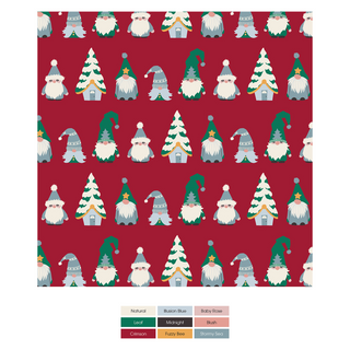 Print Convertible Sleeper with Zipper in Crimson Gnomes