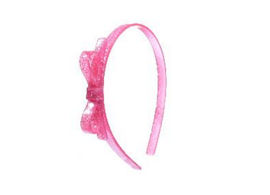 Lillies and Roses Thin Bow Headband: Pink Glitter