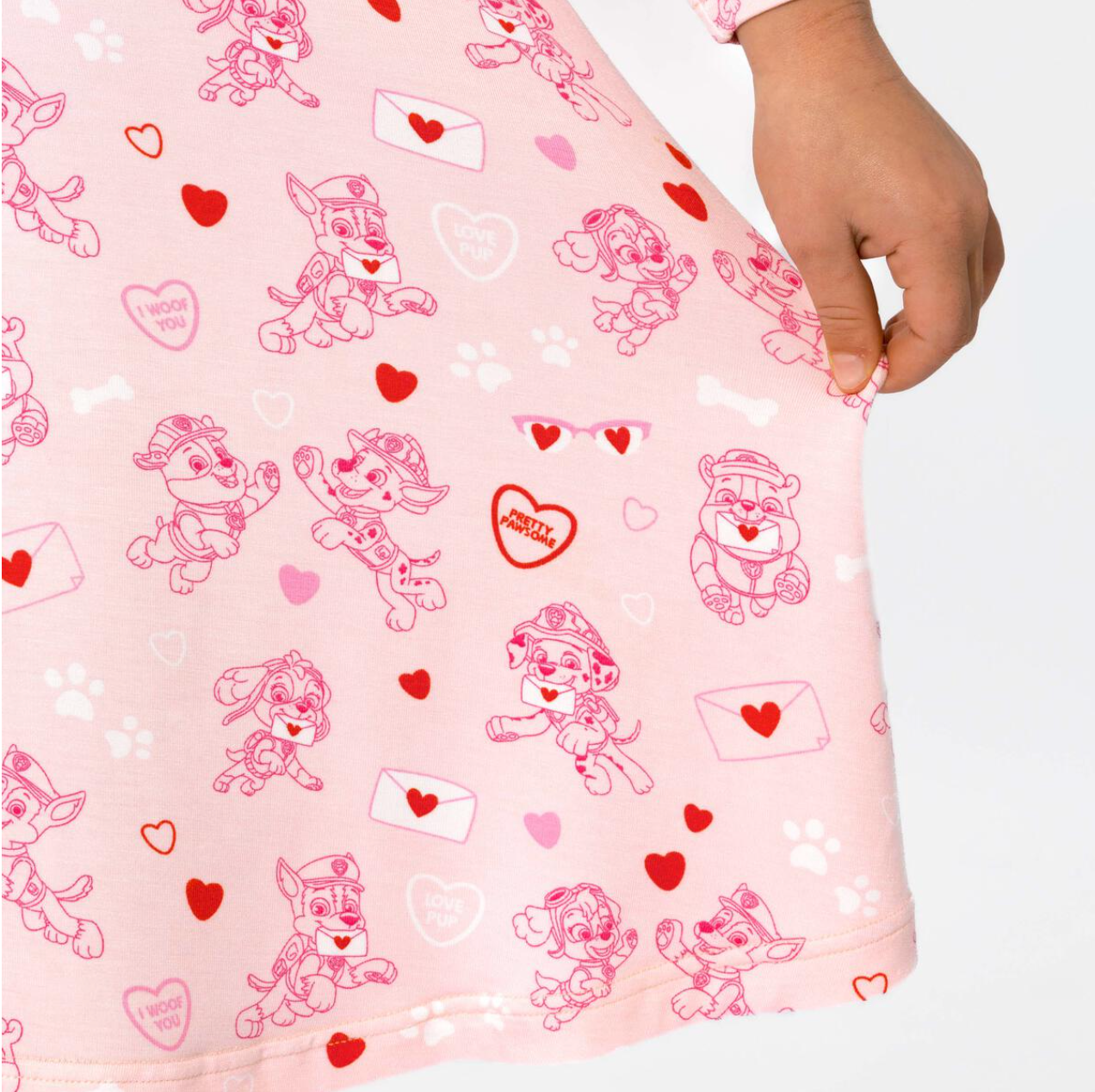 Kids Bamboo Dress/Nightgown: PAW Patrol Valentine's Pink