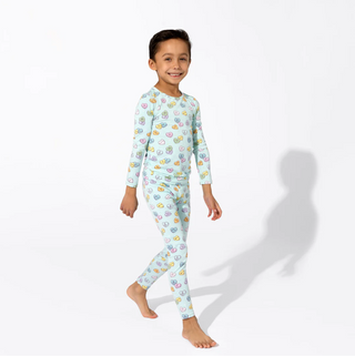 Bamboo Kids Pajamas Valentine's Candy Hearts Blue