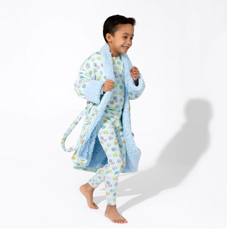 Bamboo Kids Pajamas Valentine's Candy Hearts Blue