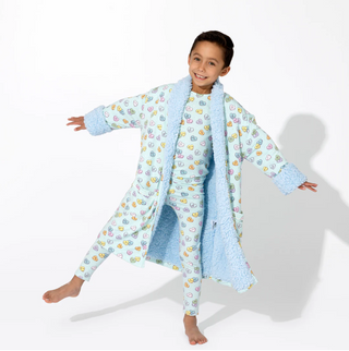 Bamboo Kids Pajamas Valentine's Candy Hearts Blue