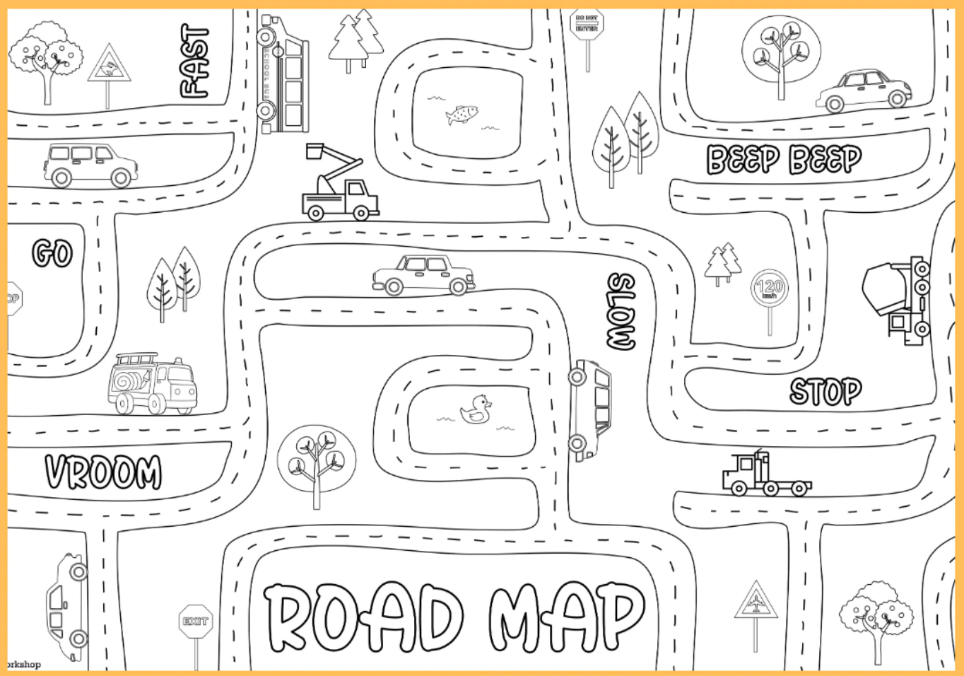 Road Map Coloring Tablecloth