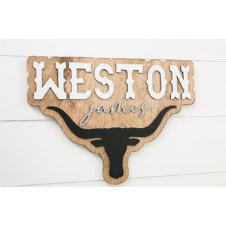 Sugar + Maple Bubble Wood Sign | Longhorn