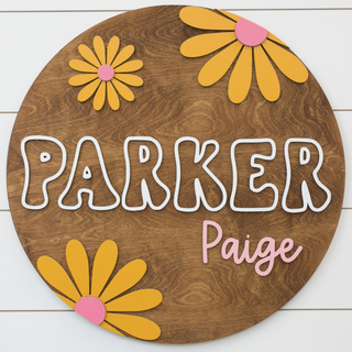 Sugar + Maple Round Sign | Retro Daisy
