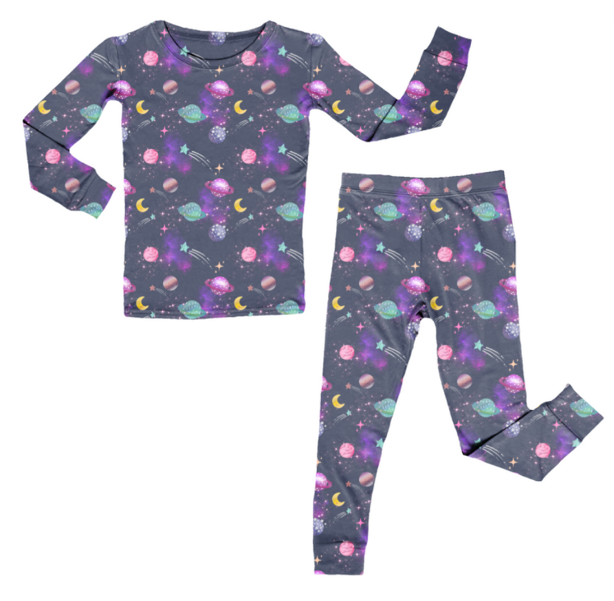 Bamboo Two Piece Pajama Set in Planets