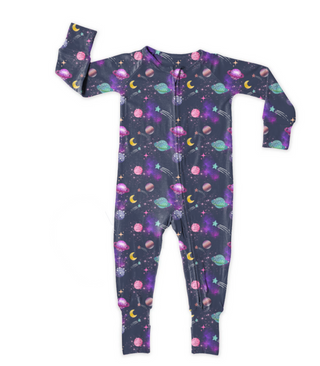 Bamboo Convertible Footie with 2 Way Zipper in Planets