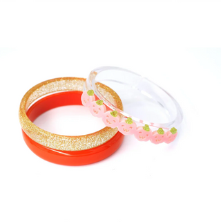 Multi Pumpkin Glitter Orange + Gold Bangle Set