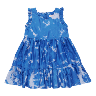 Girls Silk Kelsey Dress - Palace Blue Tie Dye