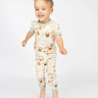 Hop To It Easter Bamboo Short Sleeve Kids Pajama Pants Set