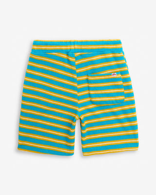 Sunrise Stripe Preston Shorts – Boys Teal & Yellow Striped Pull-On Shorts