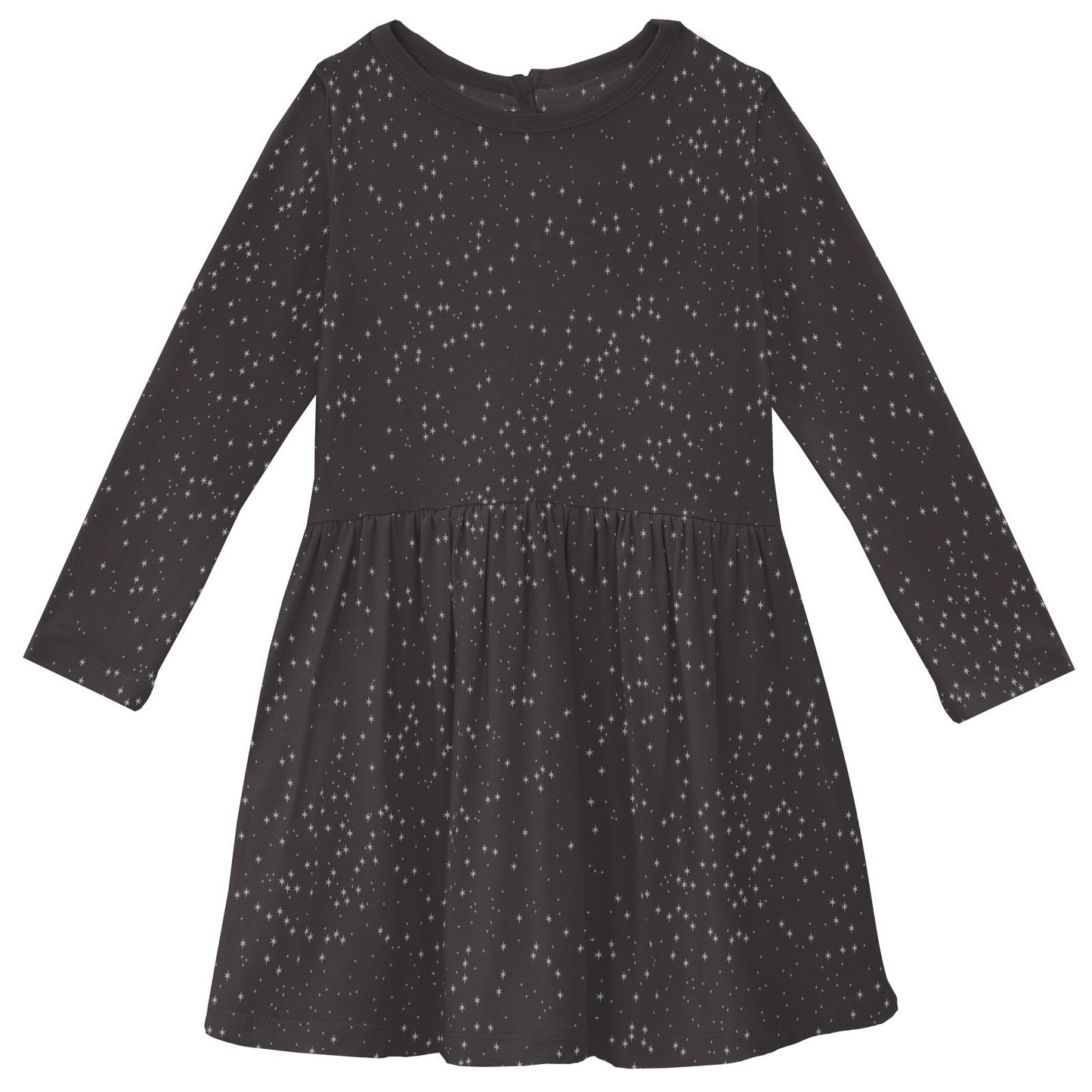 Kickee Pants Print Long Sleeve Twirl Dress: Midnight Foil Constellations