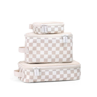 Pack Like A Boss™ Packing Cubes in Taupe Checkerboard