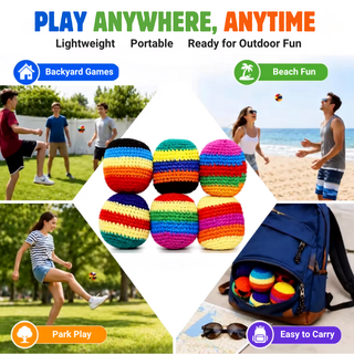 Colorful Hacky Sack – Classic Foot Bag for Kids, Teens & Adults | Juggling, Coordination & Outdoor Active Play