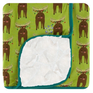 Sherpa-Lined Throw Blanket in Meadow Bad Moose