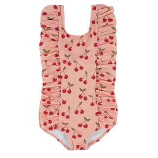 Very Cherry Ruffle Front One Piece Girls Swimsuit