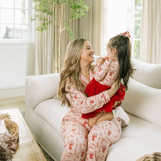 Candy Cane Coquette Bamboo Long Sleeve Tiered Tulle Dress – Girls Christmas Twirl Dress