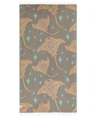 Sea Devils Devil Ray Turkish Organic Cotton Beach Towel – Sand Resistant, Lightweight &amp; Absorbent