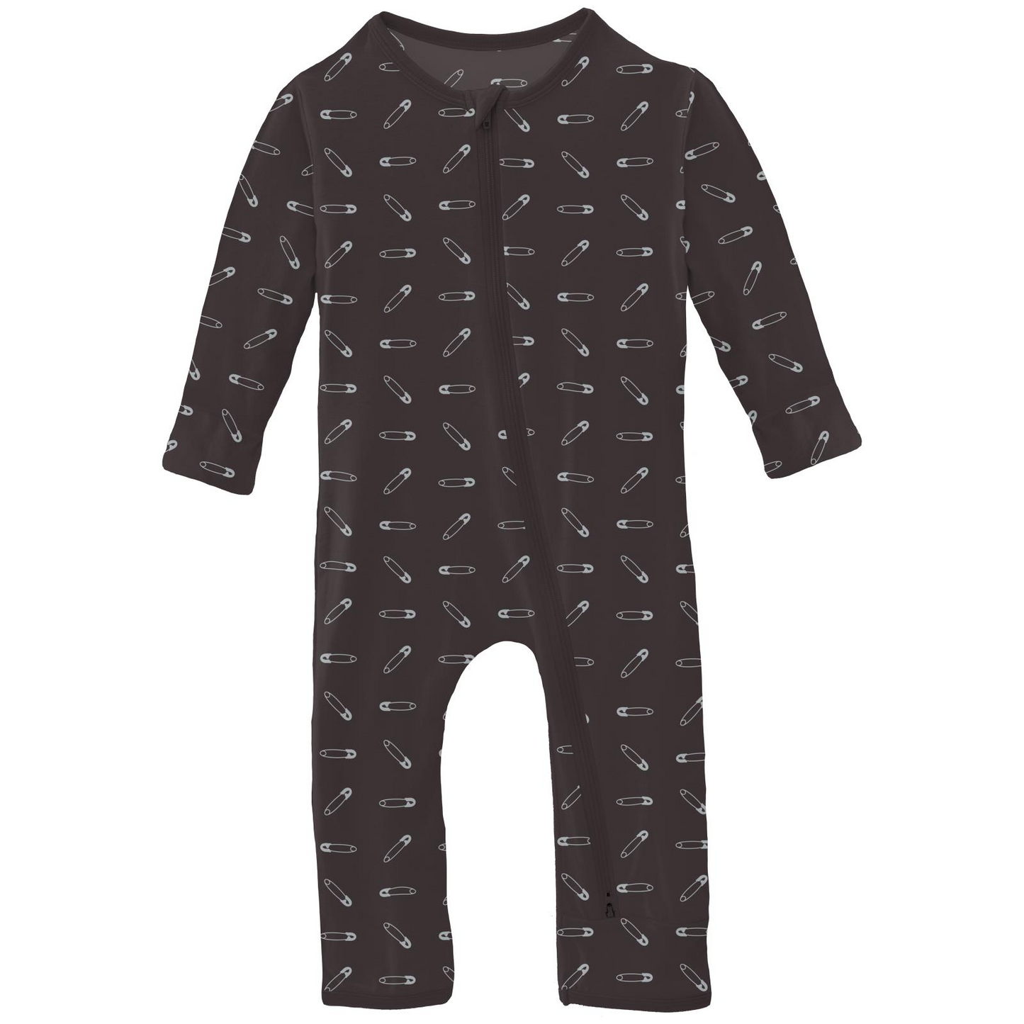 Kickee Pants Print Coverall with 2 Way Zipper: Midnight Safety Pins