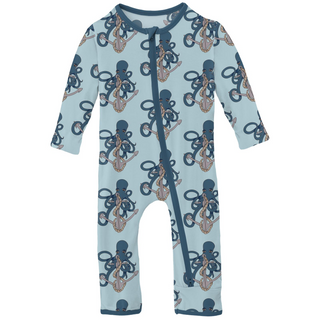 Print Coverall with 2 Way Zipper: Spring Sky Octopus Anchor