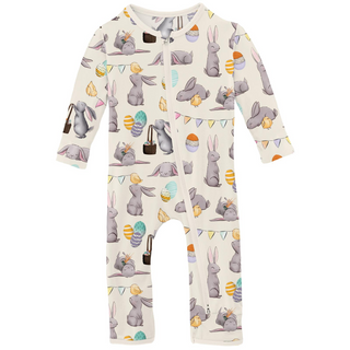 Print Coverall with 2 Way Zipper Natural Egg Hunt