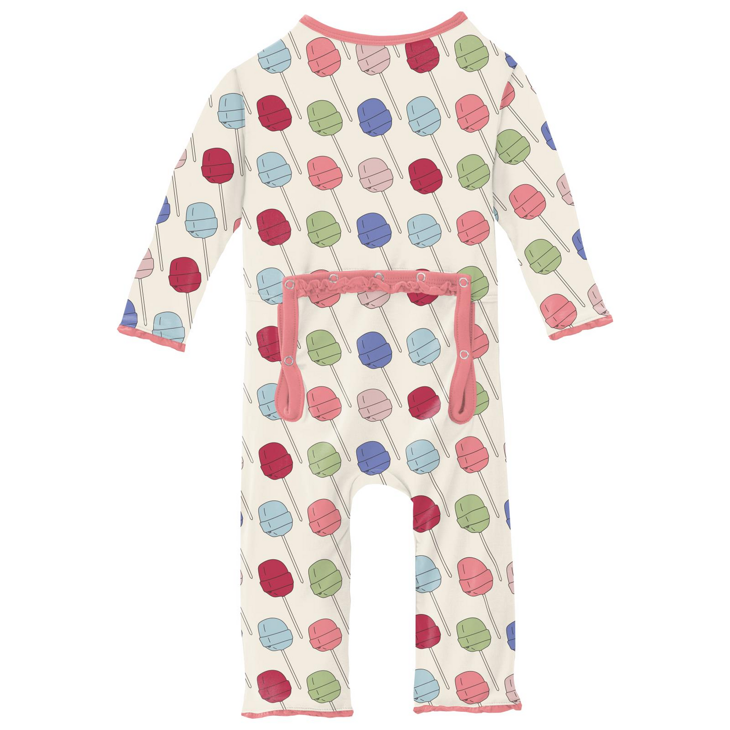 Bamboo Print Muffin Ruffle Coverall with 2 Way Zipper: Lula's Lollipops