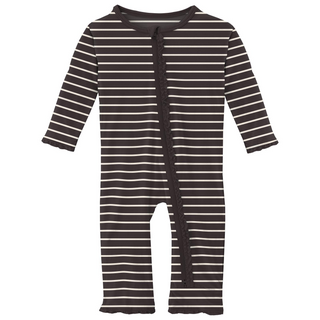 Bamboo Print Muffin Ruffle Coverall with 2 Way Zipper: 90s Stripe