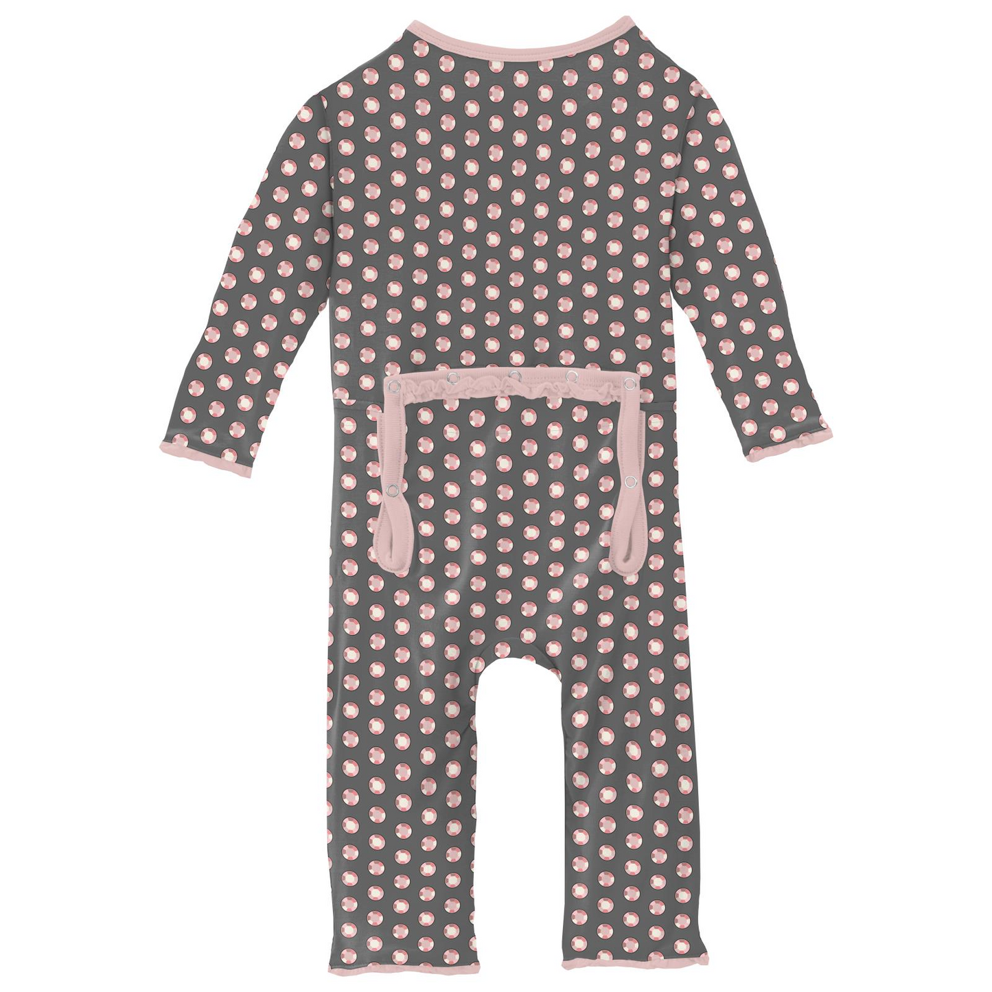 Kickee Pants Print Muffin Ruffle Coverall with 2 Way Zipper: Pewter Sparkle