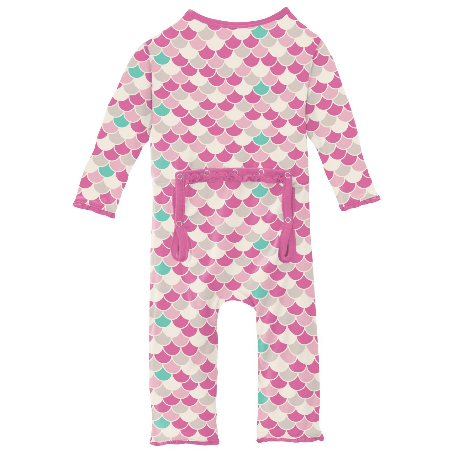 Bamboo Print Muffin Ruffle Coverall with 2 Way Zipper: Tulip Scales
