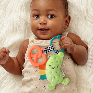 Itzy Pal™ Parker the Pickle Teether Toy – Plush Sensory Baby Toy with Silicone Teether, Crinkle Sounds &amp; Textured Ribbons
