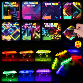 Kids' Valentine Cards & Glow Stick Rings - Set of 36