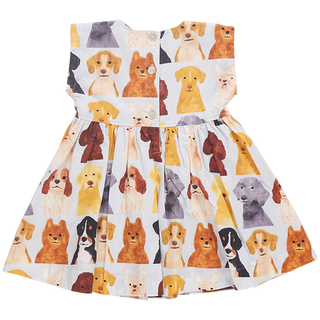 Girls Adaline Dress - Light Blue Watercolor Dogs