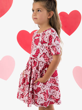 Short Sleeve Knit Twirl Dress in Lasso Love