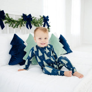 All Spruced Up Navy Bamboo Convertible Footie