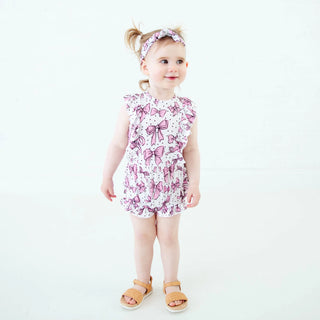 All Tied Up Bamboo Bubble Romper – Pink Bows