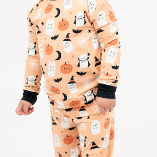 Boo-Tastic Glow-in-the-Dark Halloween Two-Piece Bamboo Long Sleeve Kids Pajama Pants Set
