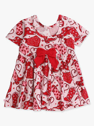 Short Sleeve Knit Twirl Dress in Lasso Love