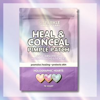 Holographic Heart Hydrocolloid Pimple Patches (78 Count) – Cute Acne Spot Stickers for Blemish Care, Oil Absorption & Skin Protection 💜