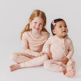 Kids Bamboo PJ Set - Pink Ballerinas