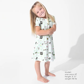 Minecraft Sleep Repeat Bamboo Girls' Short Sleeve Dress