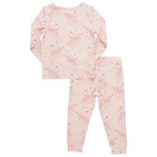 Kids Bamboo PJ Set - Pink Ballerinas