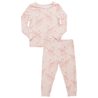 Kids Bamboo PJ Set - Pink Ballerinas