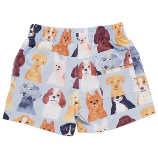 Boys Swim Trunk - Light Blue Watercolor Dogs