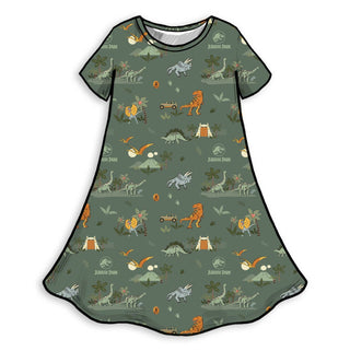 Jurassic Park Safari Bamboo Girls' Short Sleeve Dress