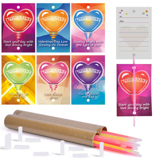 Neon Glow Sticks Valentine's Day Cards - Set of 36