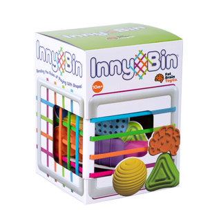 Inny Bin toy packaging with colorful shapes on a white background