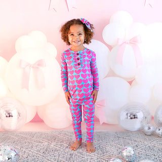 Cora Ruffle Two Piece Valentines Day Bamboo Lounge Set