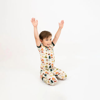 Camp Emerson Two-Piece Bamboo Short Sleeve Kids Pajama Pants Set