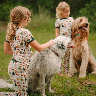 Camp Emerson Two-Piece Bamboo Short Sleeve Kids Pajama Pants Set